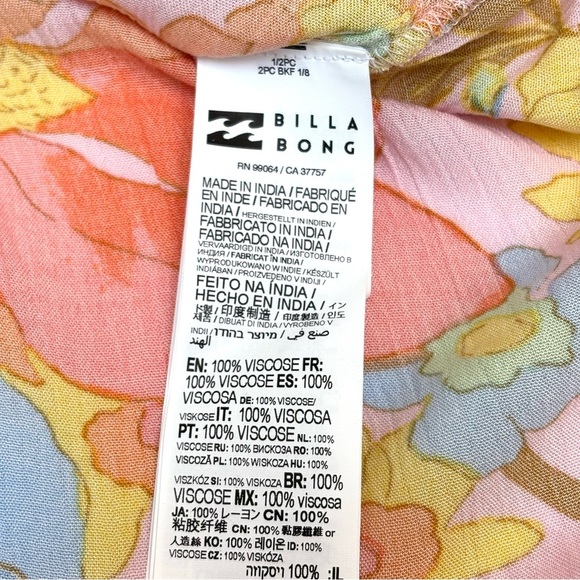 Billabong Short & Sweet Floral Print Flutter Sleeve Babydoll Dress Sorbet XS NEW - Picture 11 of 13